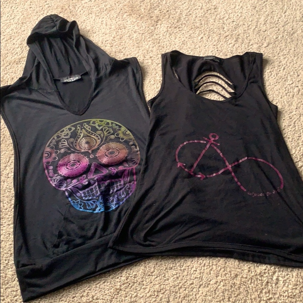 Two tank tops printed in Florida.